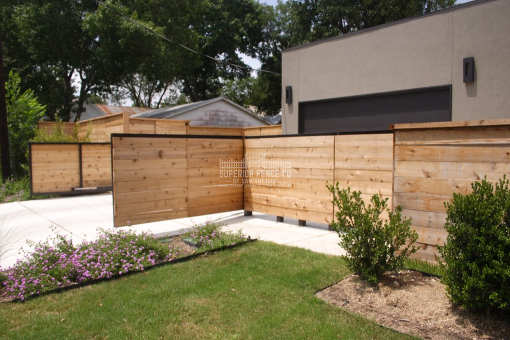 Horizontal 1 x 6 cedar fence with cap and trim